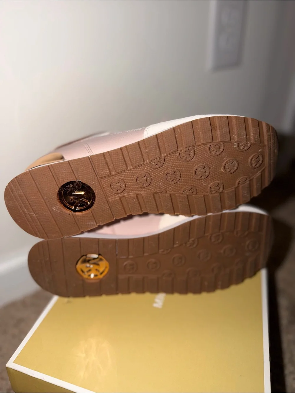 Michael Kors Blush Pink and Rose Gold Logo Trainer Sneakers